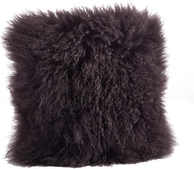SARO LIFESTYLE Mongolian Lamb Fur Poly Filled Throw Pillow