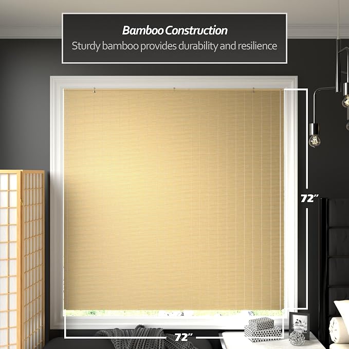 Red Lantern Bamboo Cordless Window Shade - Natural, 72" Wide