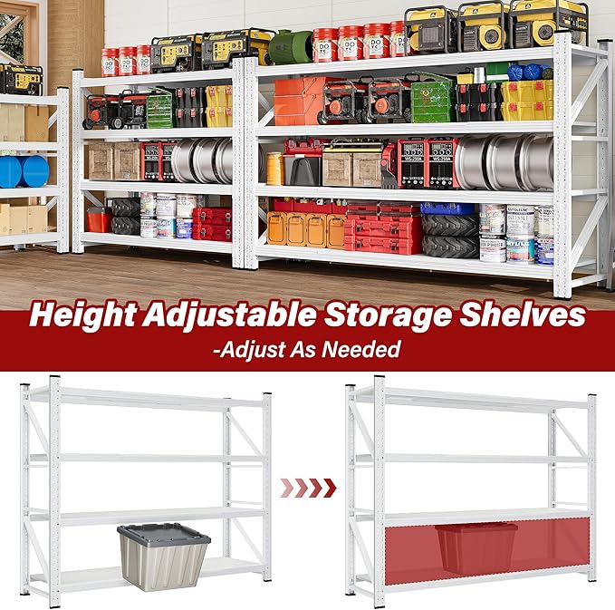 7000LBS Heavy Duty Garage Shelving Units,79" Wide & Deep Storage Shelves,White Metal Garage Shelves,Large Storage Rack,Steel Shelf,Industrial Shelving for Shop,Warehouse,Basement,79" W x 24" D x 79" H