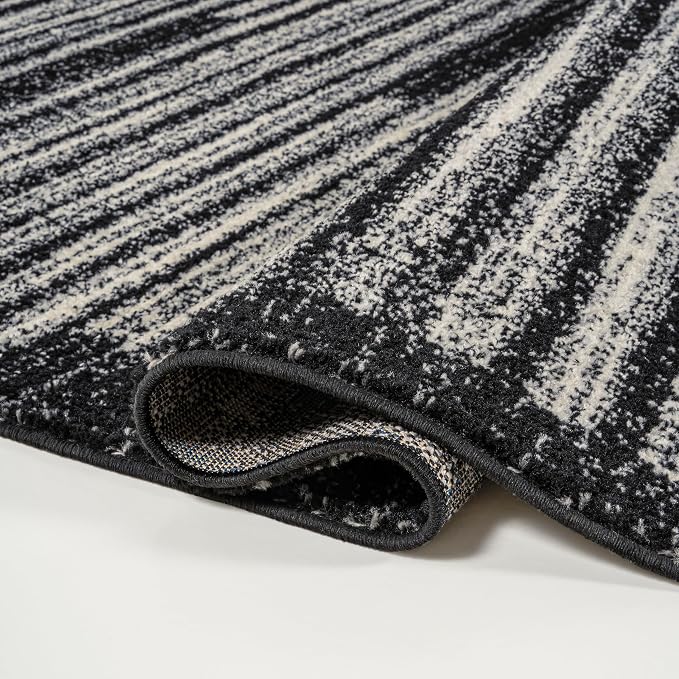 JONATHAN Y Khalil Modern Berber Stripe Black/Cream Indoor Area Rug, 5x8, Contemporary, Bohemian, Easy-Cleaning for Living Room, Bedroom, Kitchen, Pet Friendly, Non-Shedding (MOH207F-5)