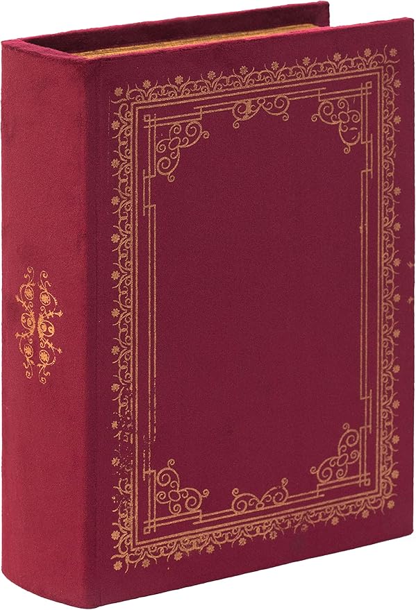 Decorative Vintage Book Shaped Trinket Storage Box - Red