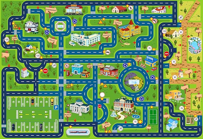 Esup 4'x6' Non-Slip Kids Rugs Perfect for Playrooms, Bedrooms, and Nurseries Educational Playground Mat- Extra Thick Safety Carpet, Indoor Outdoor Use, Easy Clean