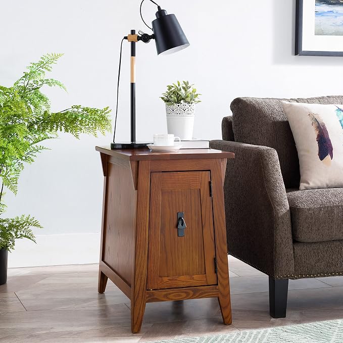 Leick Home 10032-RS Mission Cabinet End Table, Made with Solid Wood, Side Table for Living Room, Bedroom and Printer Stand, Russet Finish