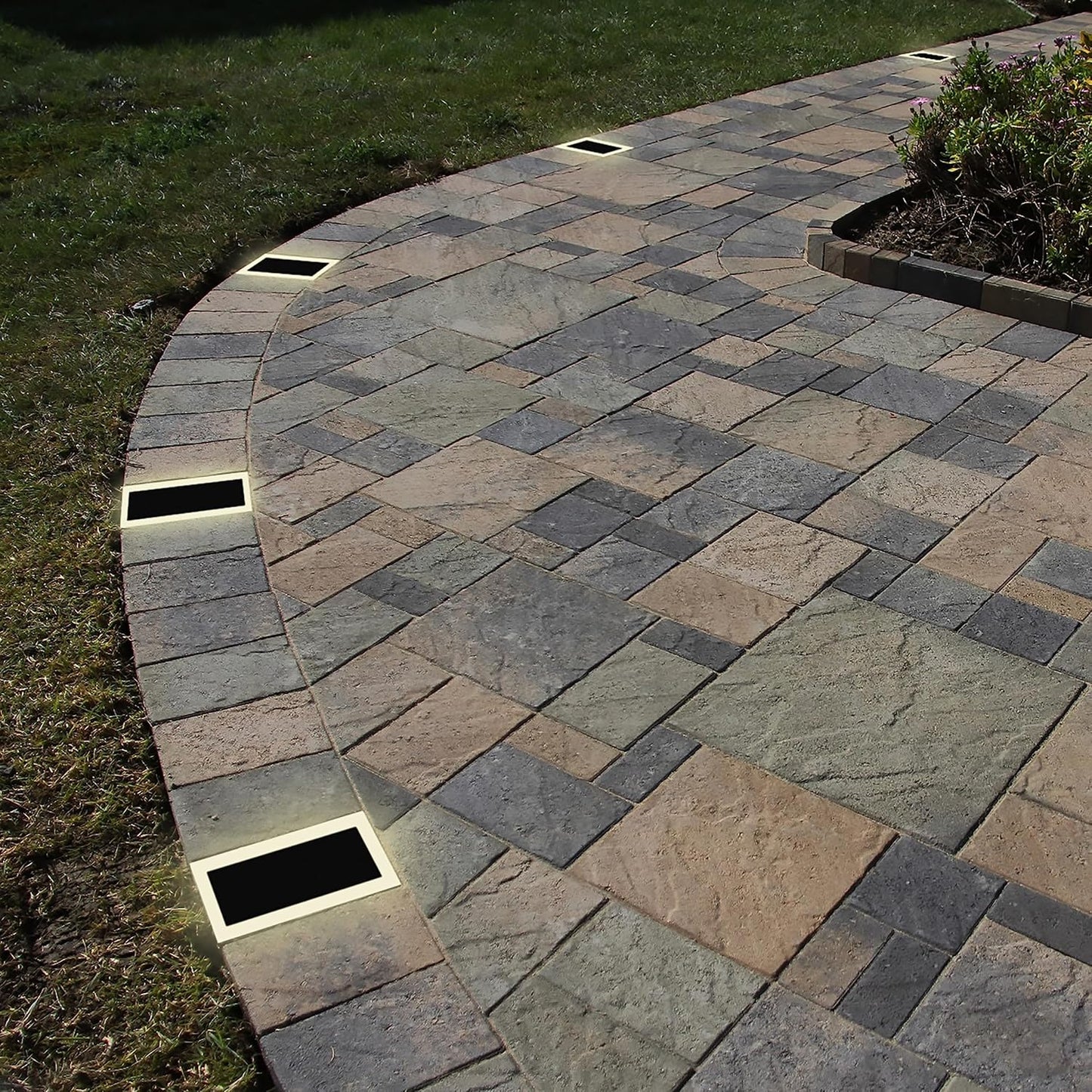 LUMENGY Solar Paver Light 4×8 inch, 2700K, Up to 18 Hours Continuous Lighting, Stainless Steel, Thick Glass, Glare-Free Illumination for Driveways, Pathways & Garden, Waterproof & Drive-Over Rated