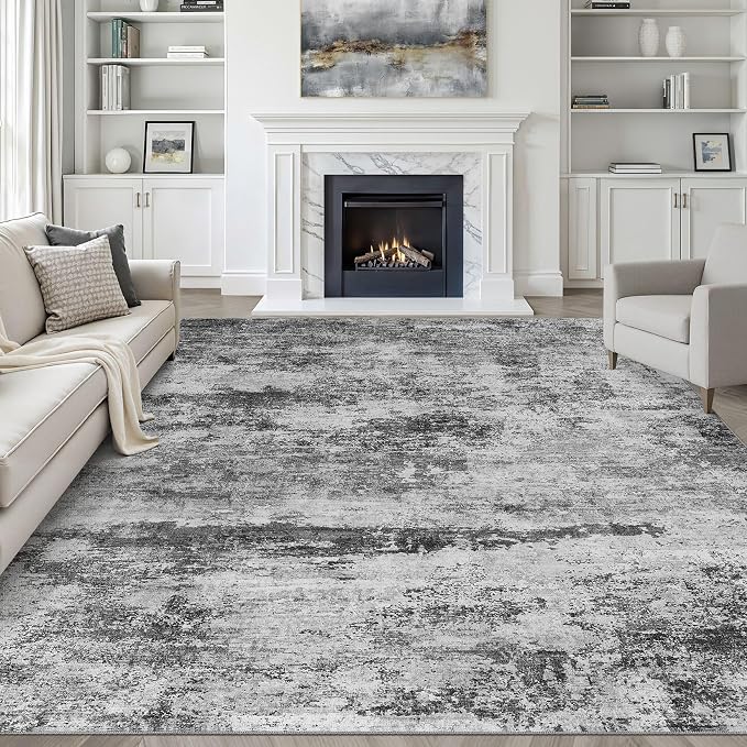 Area Rugs 9x12 Living Room: Washable Large Abstract Neutral Modern Soft Rugs Stain Resistant Indoor Floor Non-Slip Accent Carpet for Bedroom Nursery Playroom Office Dining Room Home House Decor