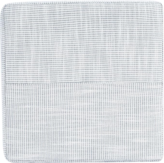 HomePop 19" Square Ottoman - Blue Pinstripe Fabric