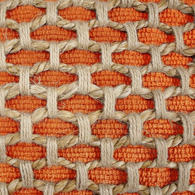 Boho Living Jada Premium Woven Design, Decorative Throw, Living Room Décor, (2) 20" x 20" Pillow Covers, Harvest Orange 2 Count