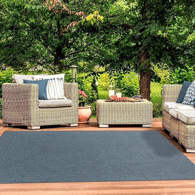 Superior Indoor/ Outdoor Large Area Rug, Reversible Braided Home Floor Decor for Living Room, Kitchen, Entryway, Patio, Front Porch, Deck, Modern, Boho, Farmhouse Style, 3' x 5', Lagoon Breeze