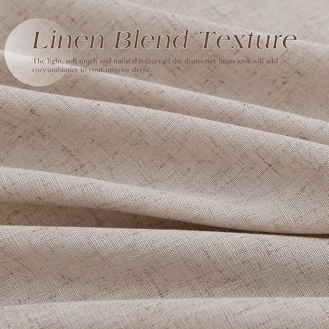 Nanspring Oatmeal Linen Curtains 120 Inches Long for Living Room Grommet Semi Sheer Light Filterinig Bedroom Window Curtain Panels Neutral Tone Modern Minimalist Room Cozy Decor 52x120,2 Panels Sets