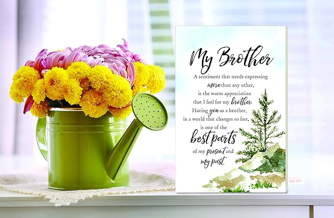 DEXSA My Brother Wood Plaque with Inspiring Quotes 6"x9" - Elegant Vertical Frame Wall & Tabletop Decoration | Easel & Hanging Hook | Christian Family Religious Home Decor Saying | Made in the USA