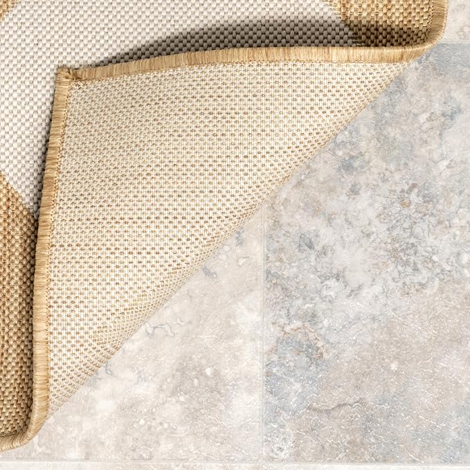 Nuloom Outdoor Performance Collection Sabina Tan/Ivory, 4' x 6', Soft, High Traffic, Stain Resistant, Easy Clean, Durable Area Rug for Indoor/Outdoor Patio, Deck, Porch, Garden, Courtyard