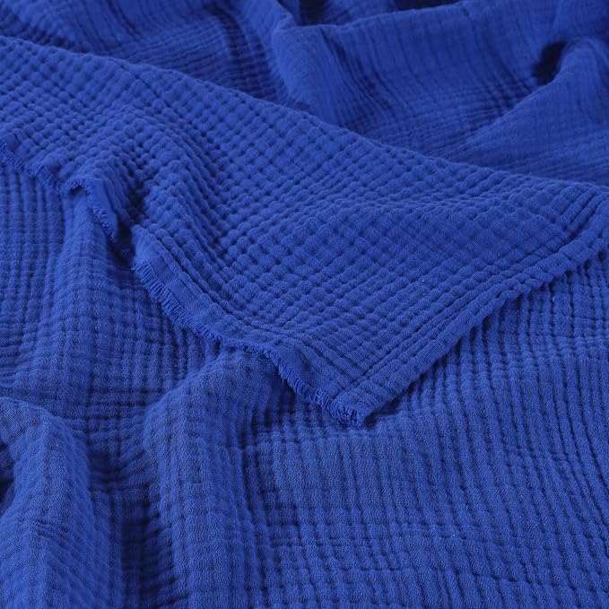 Muslin Blanket - Pure 100% Turkish Cotton Airy Soft Light Versatile Gauze Throw Blanket for Bed, Couch, Sofa (Blue, Throw Size (50" x 66" inch))