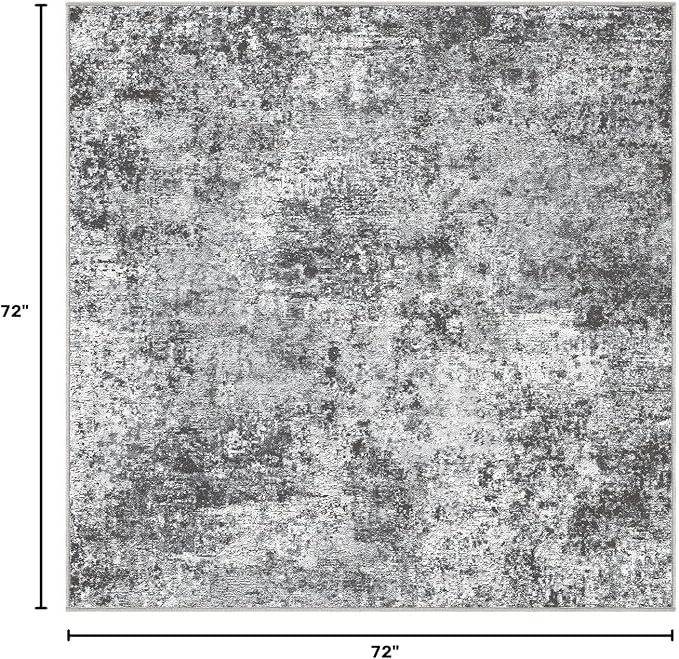 DMOYEST Square Area Rug Living Room Rugs - 6x6 Washable Large Soft Indoor Neutral Modern Abstract Low Pile Rug Carpet for Bedroom Dining Room Farmhouse Home Office - Grey