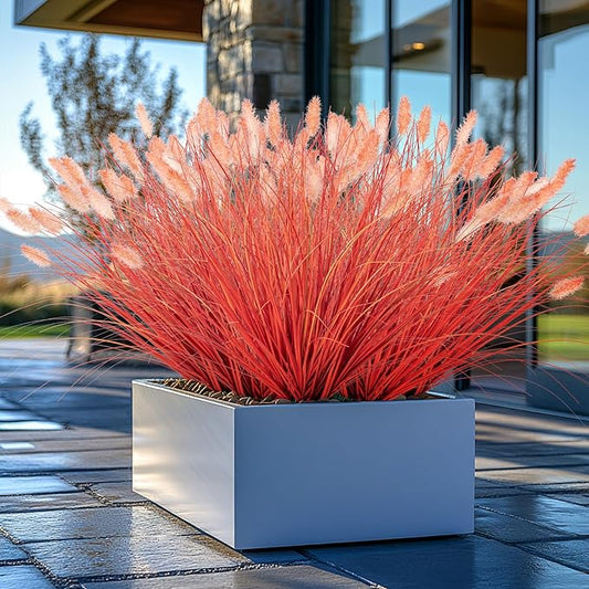 Ttranewsoo Fake Grass Fall Flowers Artificial Shrubs Artificial Grass Wheatgrass Cattails Fake Grass Decorations Artificial Plants Ornamental Grass Outdoor Grass Green Leafy Decorations (12PCS)Orange