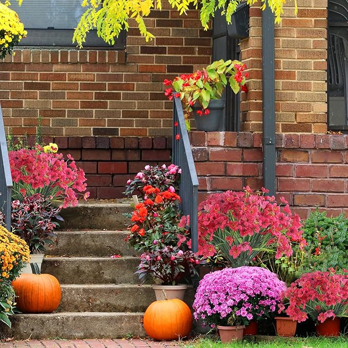 ColoPlay 24 Rose Red Bundles Artificial Flowers for Outdoors/Indoors Fake Flowers Plants for Indoor Outside Garden Porch Window Box Home Wedding Farmhouse