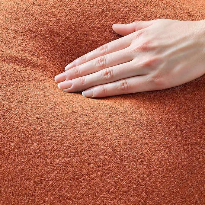 MIULEE Decorative Throw Pillow Covers Neutral Linen Fringe Throw Pillows Set of 2 Burnt Orange Boho Farmhouse Cushion Covers with Tassels for Couch Sofa Bed Living Room Fall Home Decor 18x18 Inch