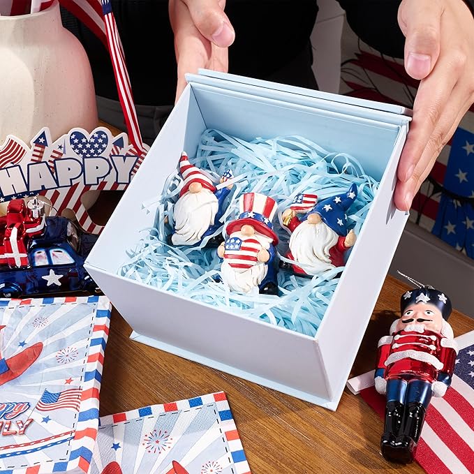 Valery Madelyn 4th of July Gnomes Decorations, Memorial Day Decorations for Home Decor, Medium 3Pcs Patriotic USA 250th Anniversary Decorations, Stars and Stripes Gnomes Figurine for Independence Day