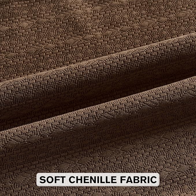 FUTEI Dark Brown Chenille Throw Pillow Covers 22x22 Inch Set of 2,Soft Striped & Diamond Textured Cushion Cases,Modern Home Decor for Couch Living Room