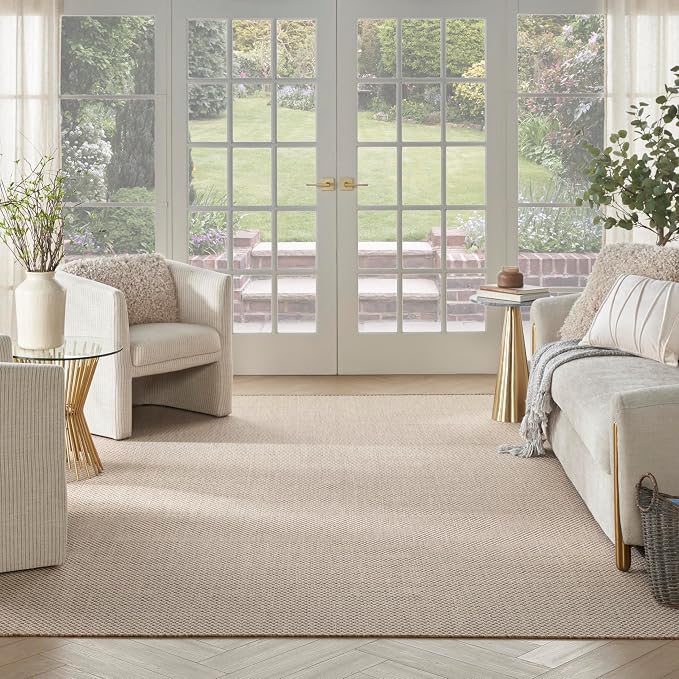Nourison Home Courtyard Jute Ivory 10' x 14' Area Rug - Easy Clean, Non Shedding, Bed Room, Living Room, Dining Room, Kitchen (10' x14')