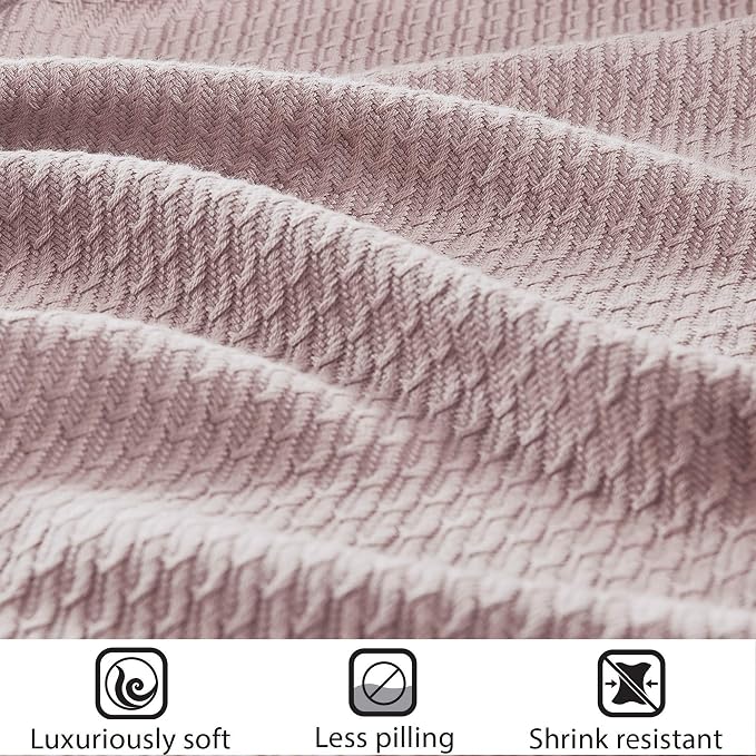 Madison Park 100% Egyptian Cotton Lightweight Summer Blanket, Breathable Waffle Knit Design, Soft Cozy All-Season Throw for Bed, Couch or Sofa, Rose Pink King Size (108"x90")
