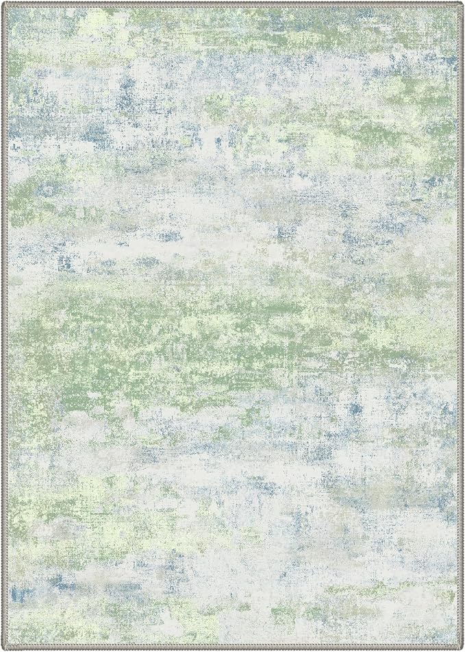 BEIMO Area Rugs 10x14 for Living Room Bedroom, Modern Abstract Machine Washable Rug, Large Soft Low Pile Floor Cover with Non Slip Backing for Dining Room, Light Blue Green
