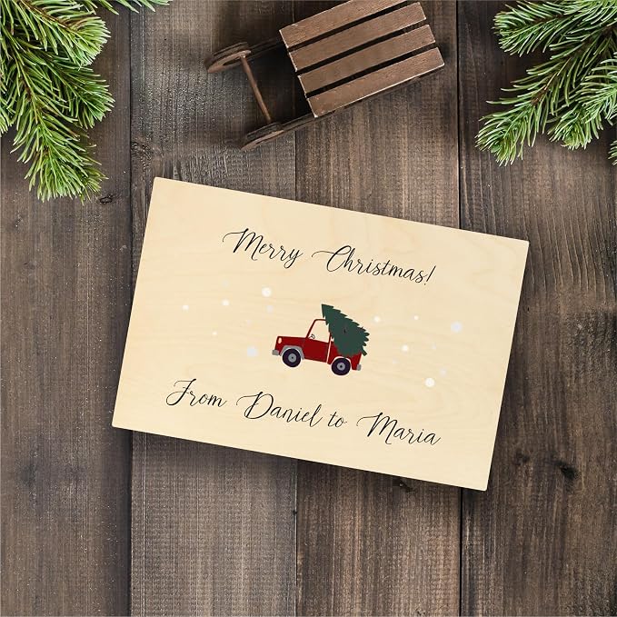 Creative Deco Personalized Wooden Storage Box Christmas Box | 11.8x7.87x5.51in (+-0.5) | Garland | Hinged Lid Handle Engraving | Unpainted Gift Box | Rough UNSANDED Keepsake Memory Souvenir Chest