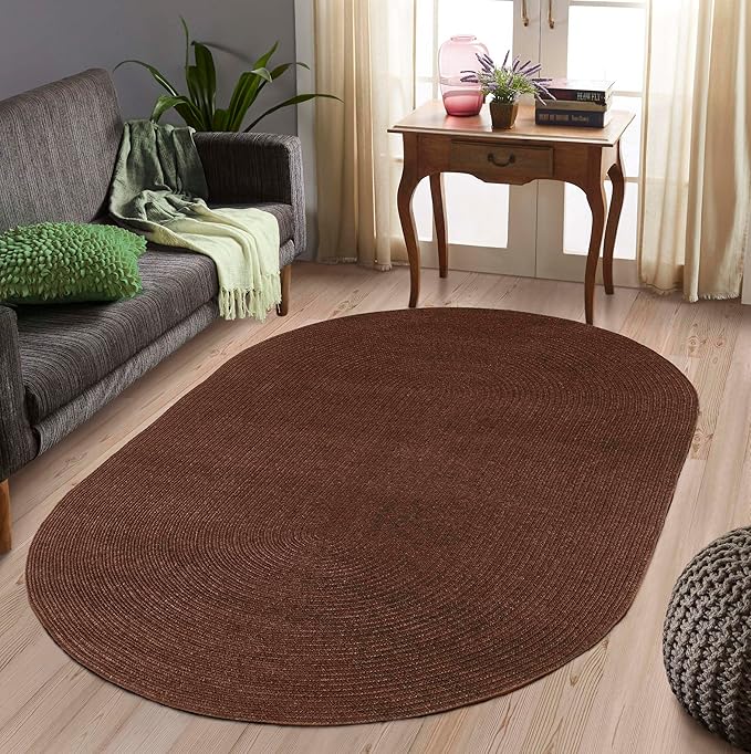 Superior Indoor/Outdoor Area Rug, Reversible Braided Floor Decor for Living Room, Kitchen, Patio, Front Porch, Modern Boho Farmhouse Rugs, Hardwood, Bedroom Accessories, 6' x 9', Cocoa