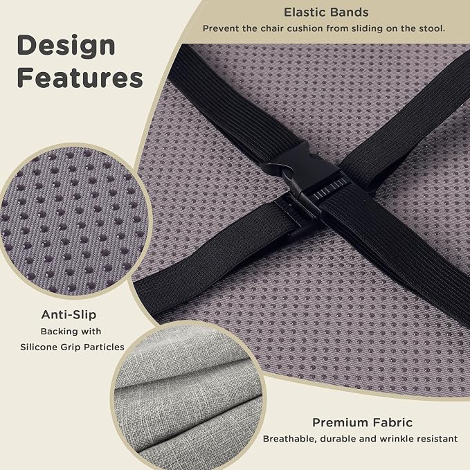AddGrace Round Bar Stool Cushions 4 Pack Bar Stool Seat Cushion Non Slip Round Chair Pads with Removable and Washable Cover 12x12 Inch Light Grey