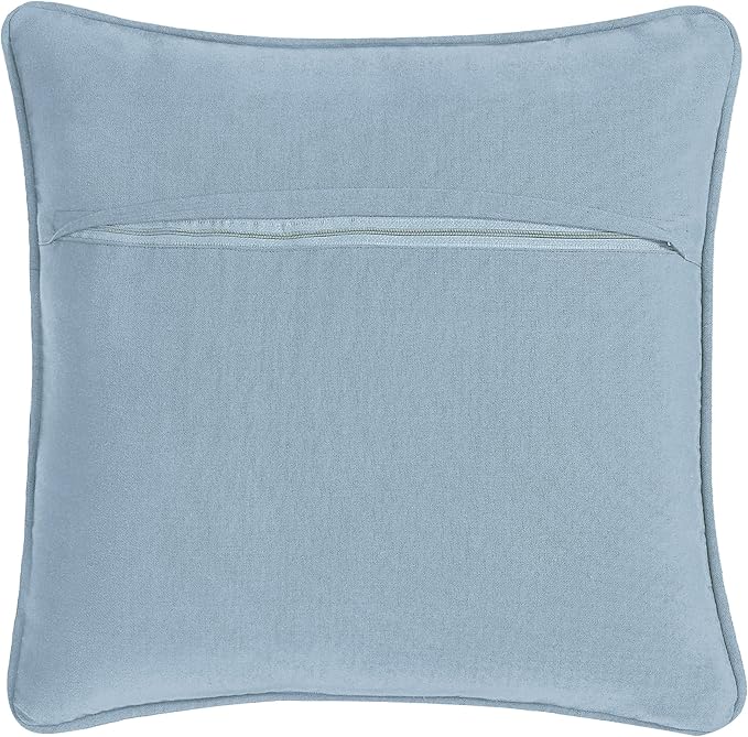 Boho Living Jada Decorative Throw, (1) 18" x 18" Pillow Cover with Insert, Light Blue
