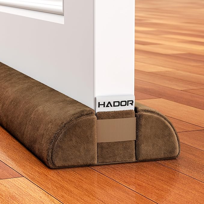 HADOR Door Draft Stopper for Bottom of Door, 36 Inch Under Draft Air Noise Light Blocker 30"- 36" Double Side Triangle Soundproof Sweep Filler Seal Gap up to 1.7" for Patio Sliding Door Guard, Brown