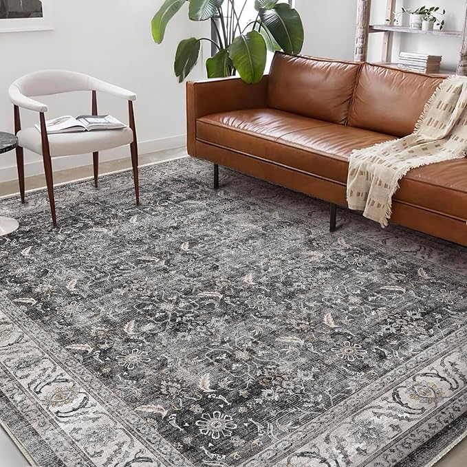 CHAMPLANT Washable Area Rug 10'x14' Boho Design Non-Shedding Easy Care Ideal for High Traffic Areas in Living Room Bedroom Office Coffee Table Kitchen Large Carpet