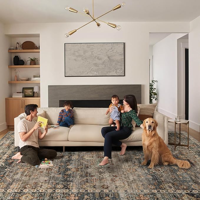 Ruaruarug Washable Area Rug 10x14 for Living Room, Bedroom, Ultra Soft Non Slip Stain & Fade Resistant, Pet & Kids Friendly, Suitable for High Traffic Areas Easy to Clean for Kitchen, Camel