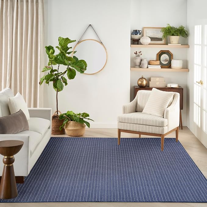 Nourison Home Horizon Indoor/Outdoor Navy 9' x 12' Area Rug - Easy Clean, Non Shedding, Bed Room, Living Room, Dining Room, Kitchen (9' x 12')