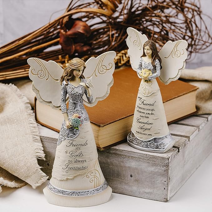 Pavilion Elements Angels Figurine - Guardian Angel Figure Display - "My Friend Wherever You Go, Whatever You Do, May This Guardian Angel Watch Over You" Printed Text, Collectibles Angel Figurines, 6"