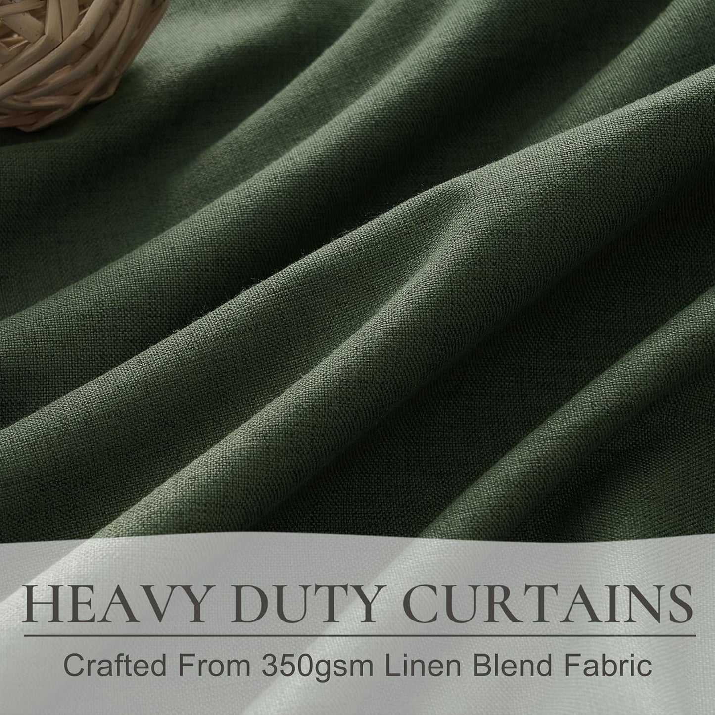 Curtains 70 Inch Length Extra Wide Pinch Pleated Black Out 84 Inch Long for Living Room, Olive Green Linen Thick Sliding Glass Door Heavy Duty Insulated Large Window Drapes (70"Wx84"Lx 2Panels Loden)