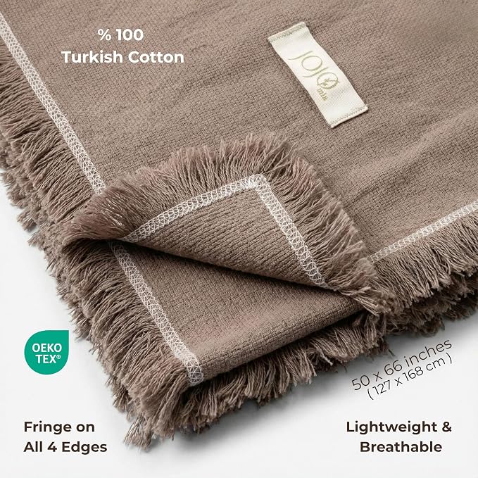 Odin Waffle Throw Blanket with Tassels, 50x66 Inch, 100% Turkish Cotton, Oeko-TEX Certified, Breathable Lightweight Throw for Couch, Sofa & Bed, Made in Turkey, Sand