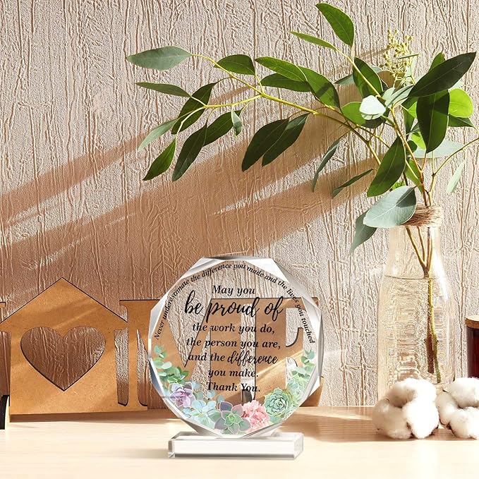 Yinder Thank You Gifts for Women Appreciation Gifts for Coworker Employee Nurse Teacher Leader Boss Inspirational Quotes Acrylic Desk Decor for Home Office Farewell Retirement