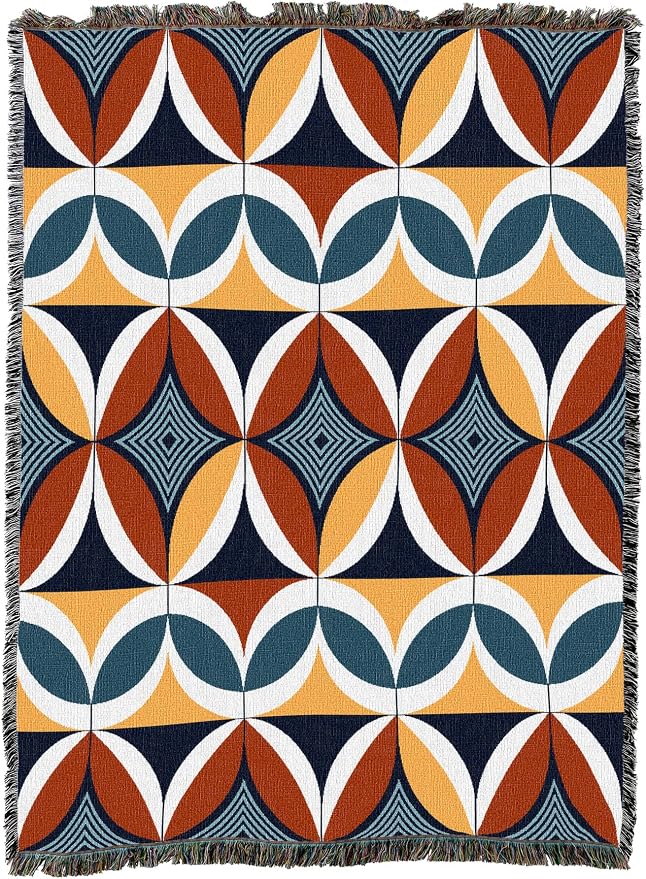 Pure Country Weavers Retro Modern Shapes Blanket - Mid Century Modern - Gift Tapestry Throw Woven from Cotton - Made in The USA (72x54)