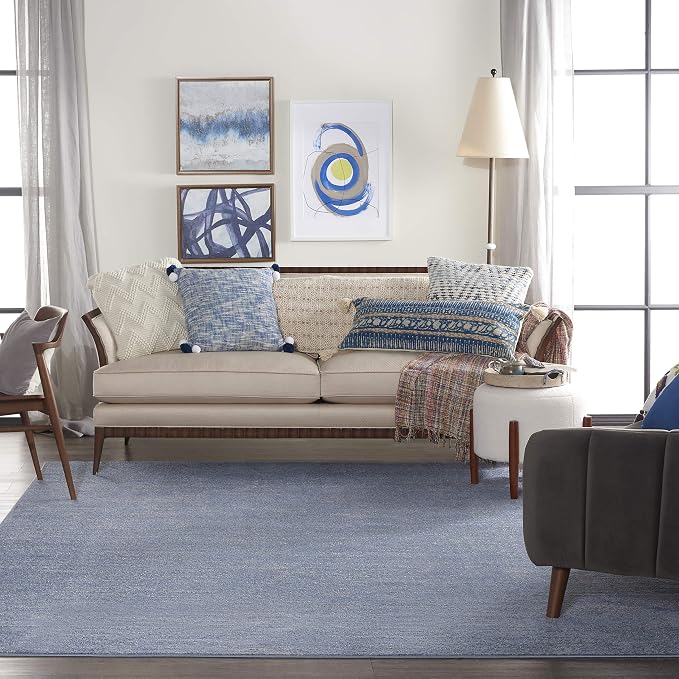 Nourison Home Nourison Essentials Blue Grey 10' x 14' Area Rug - Easy Clean, Non Shedding, Bed Room, Living Room, Dining Room, Kitchen (10' x 14')