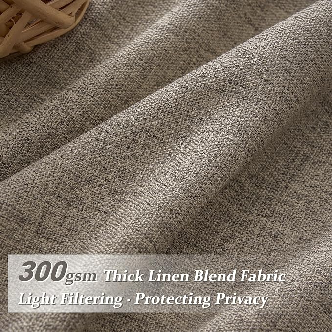 Pinch Pleated Light Filtering 70 Inch Extra Wide Curtains 108 Inches Long for Bedroom, Dark Brown Memory Shape Privacy Semi Sheer Thick Linen Farmhouse Ceiling Windows Curtain 9 FT Length 2 Panels Set