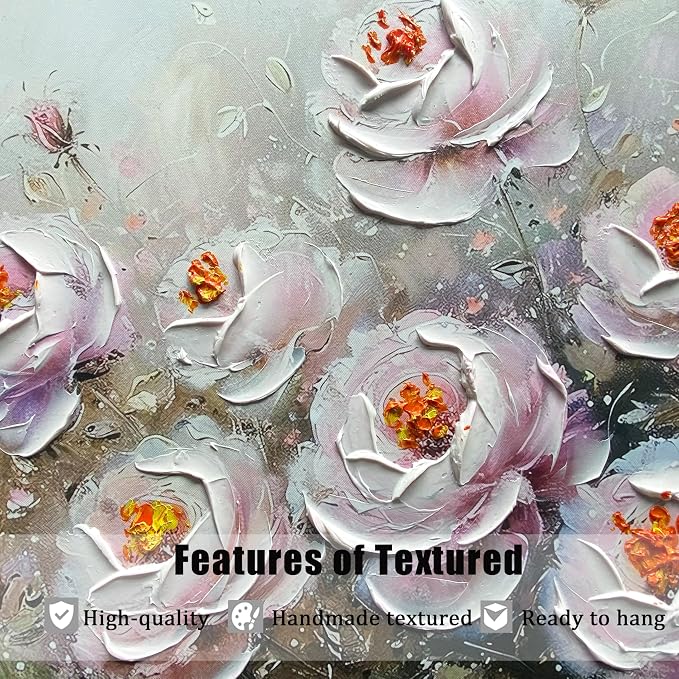 Acocifi Canvas Painting Pink Florals Wall Art,Textured Picture 40"x20" | Vintage Impression Artwork, Waterproof Canvas, Easy to Hang, Durable Colorfast, Suitable for Bedroom Living Room Home Decor