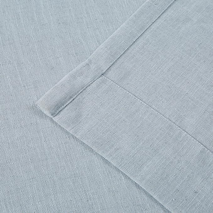 Vision Home Blue Grey Pinch Pleated Semi Sheer Curtains Textured Linen Blended Light Filtering Window Curtains 120 inch for Living Room Bedroom Patio Pinch Pleat Drapes with Hooks 10FT 60" Wx120 Lx1