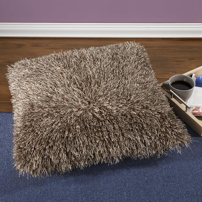 Lavish Home Oversized Floor or Throw Pillow Square Luxury Plush– Shag Faux Fur Glam Decor Cushion for Bedroom Living Room or Dorm (Mocha)