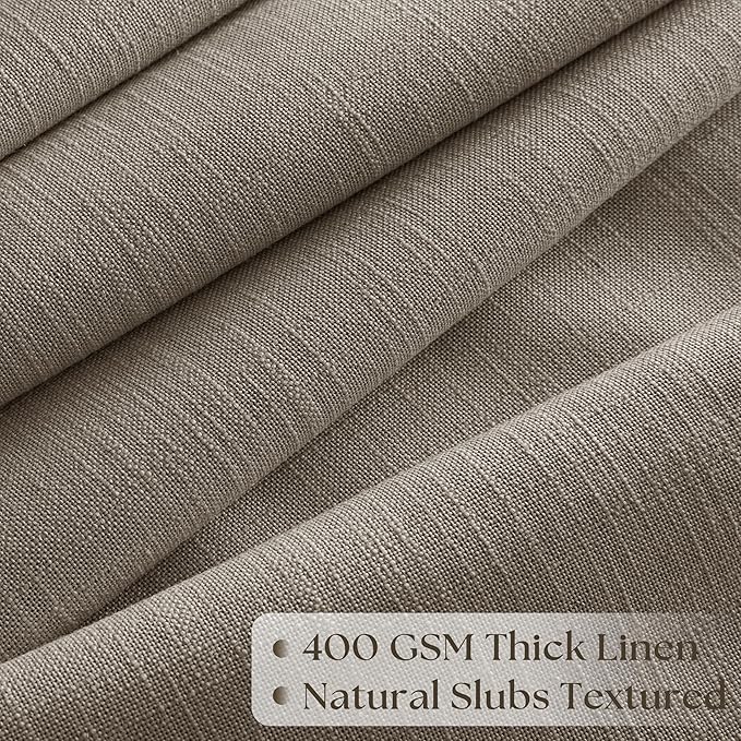 Pinch Pleated Linen 96 Inch Curtains 70 Inch Width for Living Room Divider Light Filtering Thick Taupe Linen Extra Wide Patio Curtains for Sliding Door Balcony Floor to Ceiling Window 1 Panel