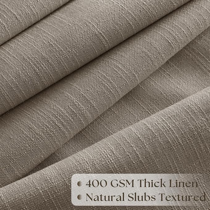 Pinch Pleated Linen 90 Inch Curtains 50 Inch Width for Living Room Divider Light Filtering Thick Taupe Linen Extra Wide Patio Curtains for Sliding Door Balcony Floor to Ceiling Window 1 Panel