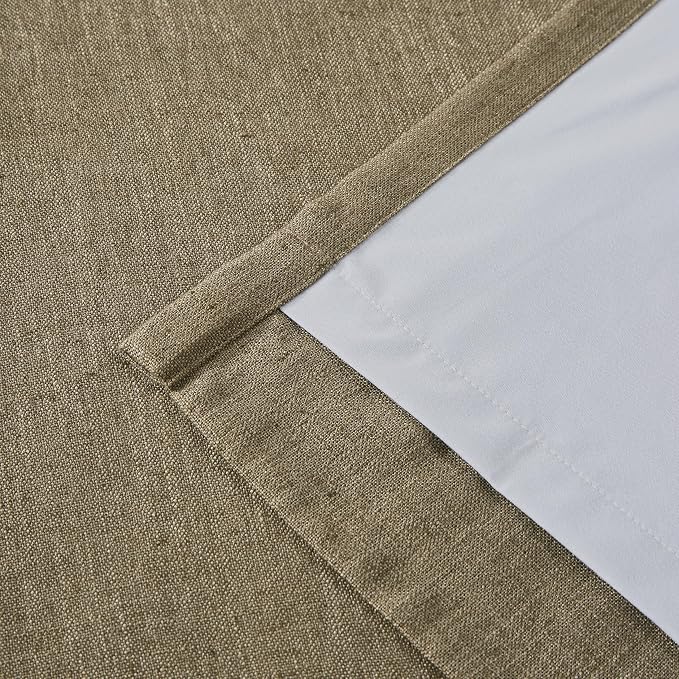 Vision Home Brown Pinch Pleated Full Blackout Curtains Linen Blended Room Darkening Window Curtains 112 inch for Living Room Bedroom Thermal Insulated Pinch Pleat Drapes with Hooks 40" Wx112 Lx2