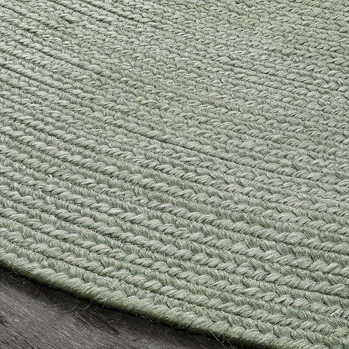 Superior Indoor/Outdoor Area Rug, Reversible Braided Floor Decor for Living Room, Kitchen, Patio, Front Porch, Modern Boho Farmhouse Rugs, Hardwood, Bedroom Accessories, 4' x 6', Fog Green