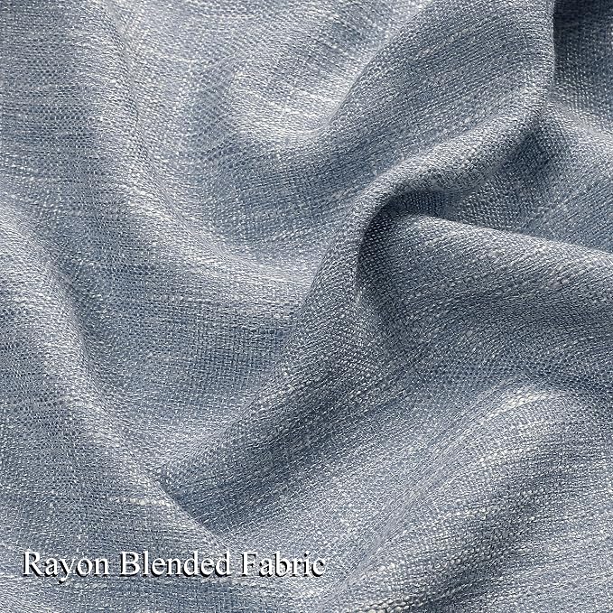 Vision Home Pinch Pleated Blue Semi Sheer Curtains Textured Light Filtering Window Curtains 63 inch for Living Room Bedroom Rayon Blended Chambray Blue Pinch Pleat Drapes with Hooks 2 Panels 40"Wx63"L