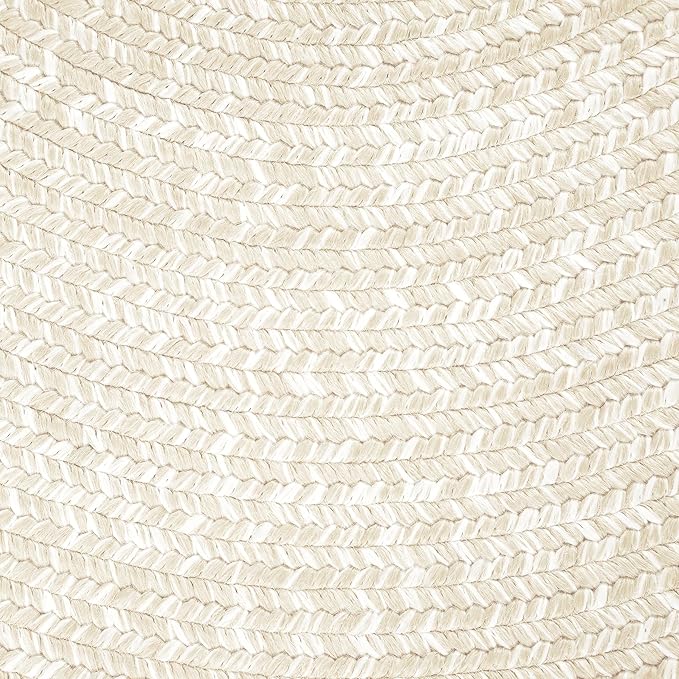 Superior Large Indoor/Outdoor Area Rug, Multi-Tone Reversible Braided Floor Decor for Patio, Front Porch, Entryway, Living Room, Office, Nursery, Artistic Home, 5' x 8', Cream-White