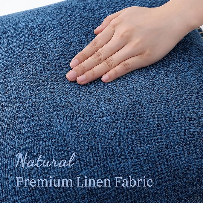 decorUhome Summer Decorative Throw Pillow Covers 22x22 Set of 2 Square Faux Linen Outdoor Neutral Farmhouse Euro Sham Pillow Covers with Stitched Edge for Couch Sofa Living Room, Dark Blue